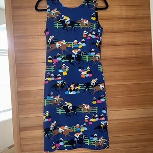 J. McLaughlin Blue Equestrian Print Midi Dress